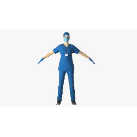 3D Female Nurse in PPE with Surgical Mask model